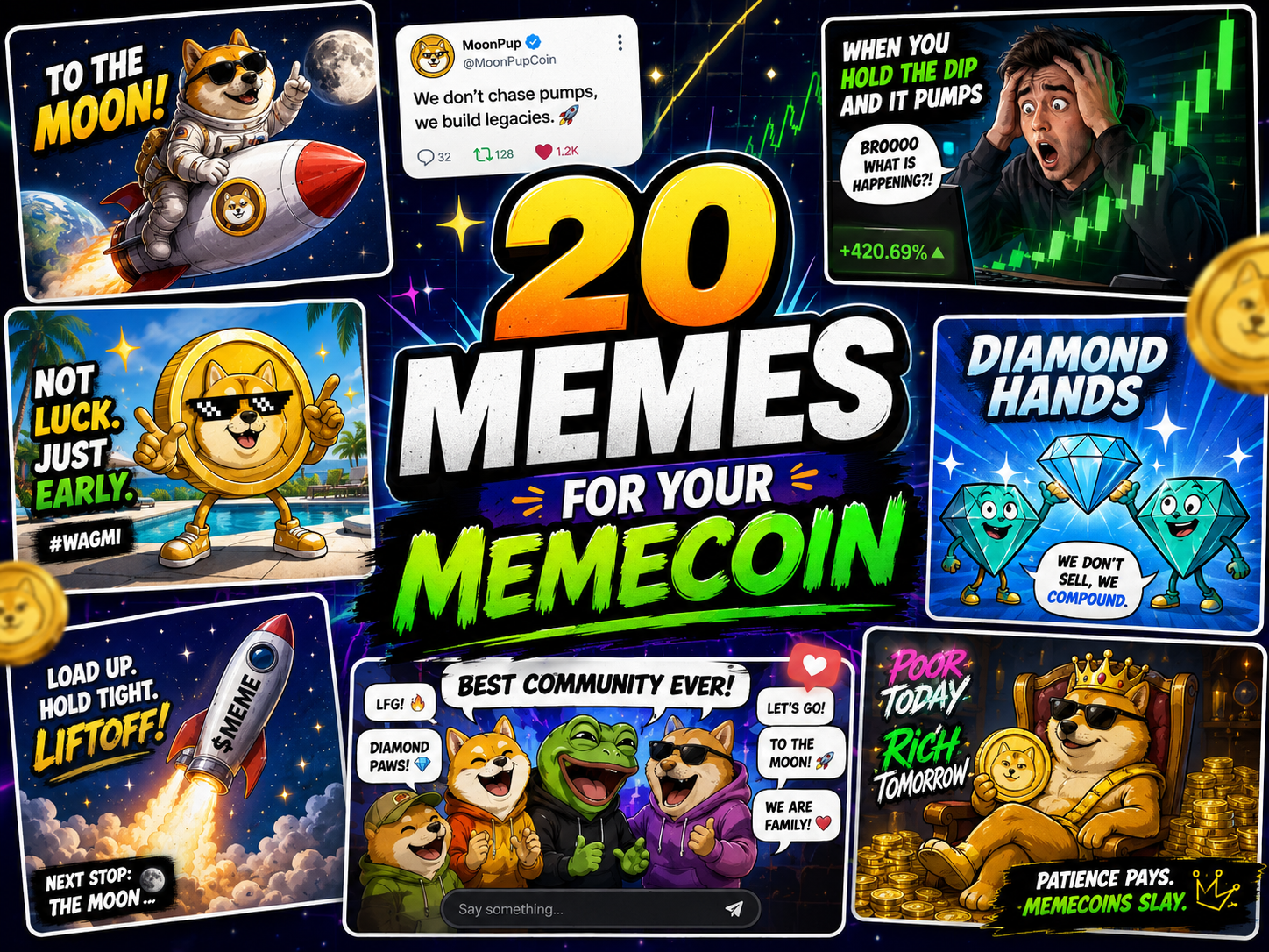 I will create 20 degen memes for your memecoin