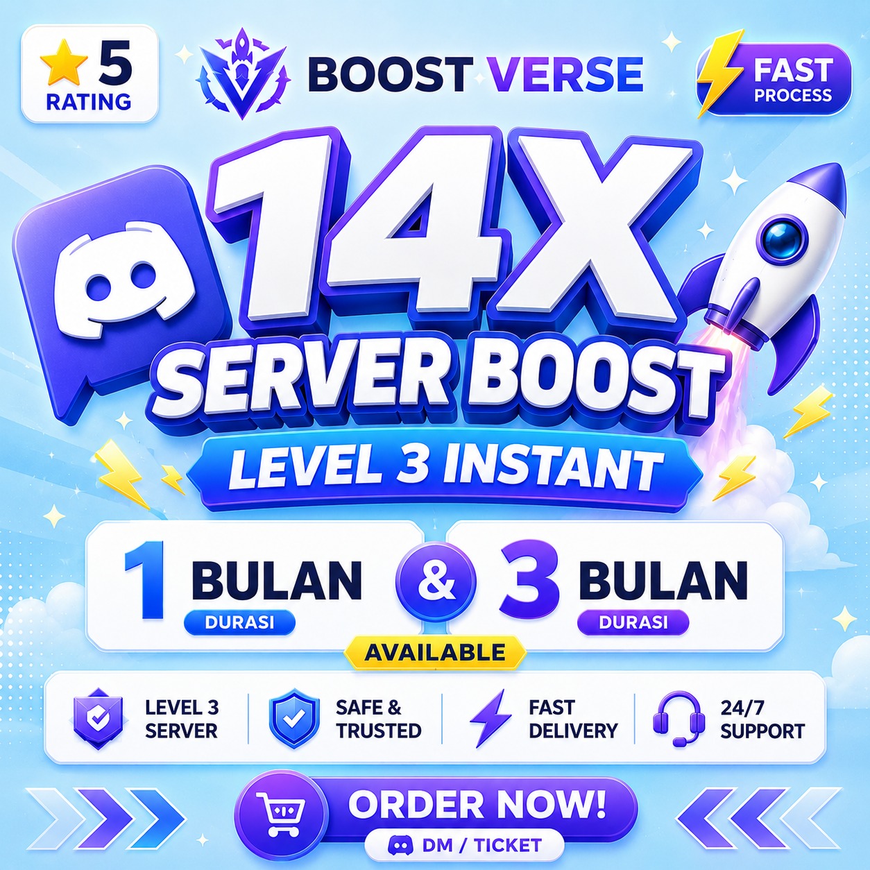 Boost your Discord server with 14x Boosts. Fast, secure & trusted.